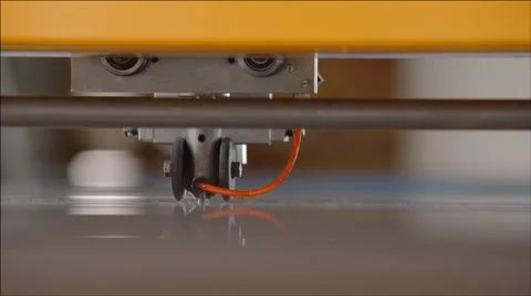 Robotic machine for cutting glass - Insulating glass manufacture Stock Footage 40541125