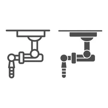 Robotic machine line and solid icon, Robotization concept, robot sign on white Stock Illustration