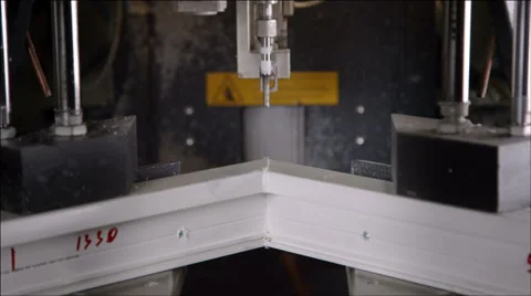 Robotic machine for PVC profile - Plastic windows manufacture Stock Footage 40541307