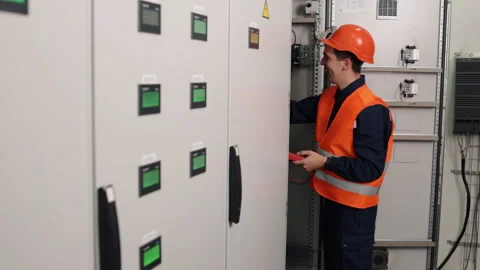 Robotic machine, Testing equipment, Factory circuits Stock-Footage 246770591