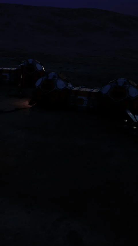 Robotic machine is working on rocky terrain during night time operation Stock Footage 339781746