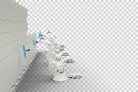 Robotic machineries setting up blue jigsaw piece on puzzle イラスト素材
