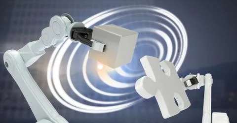 Robotic machines and Glowing circle technology interface Stockillustratie