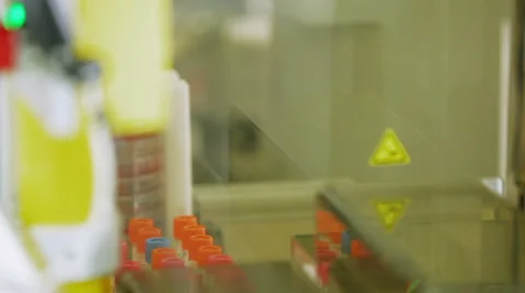 Robotic Manipulator Arm With a Containers Filled With Blood. Medicine, Stock-Footage 60998645