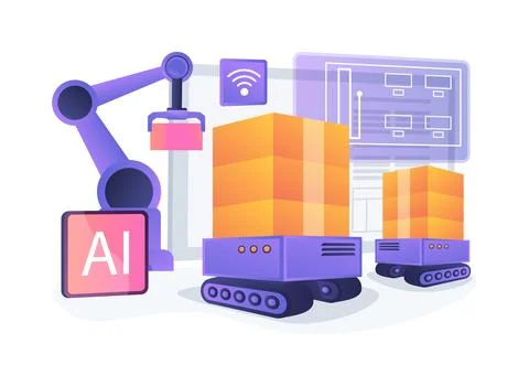 Robotic Material Handling abstract concept vector illustration. Illustration