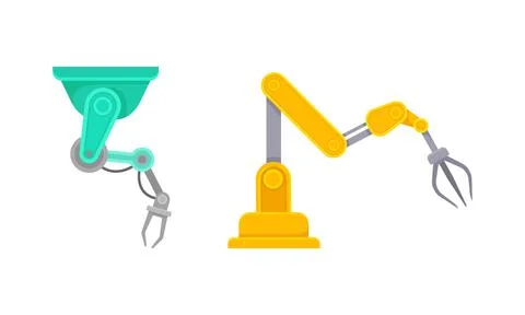 Robotic Mechanical Programmable Arm with Joints for Industrial Assembly Illustration