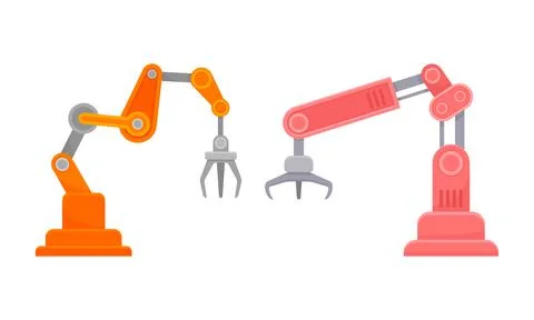Robotic Mechanical Programmable Arm with Joints for Industrial Assembly Illustration