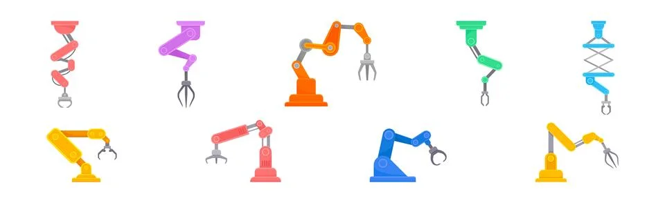 Robotic Mechanical Programmable Arm with Joints for Industrial Assembly Illustration
