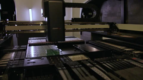 Robotic microchip manufacturing in a high tech facility Stock Footage 252757563