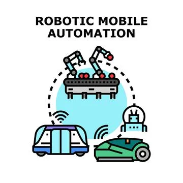 Robotic mobile automation developing future industry transport 스톡 일러스트