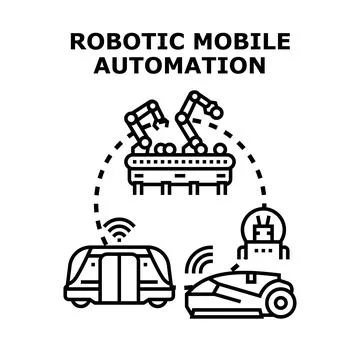 Robotic mobile automation developing future industry transport 库存插图