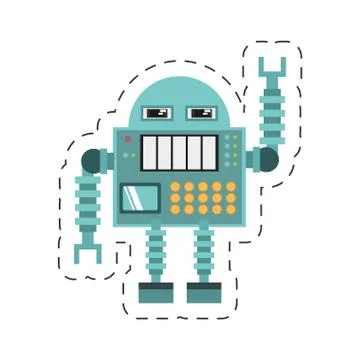 Robotic operator machine technology cutting line Illustrazione stock