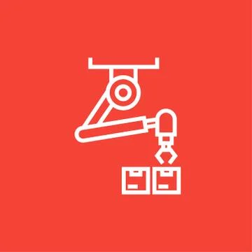 Robotic packaging line icon Illustrazione stock