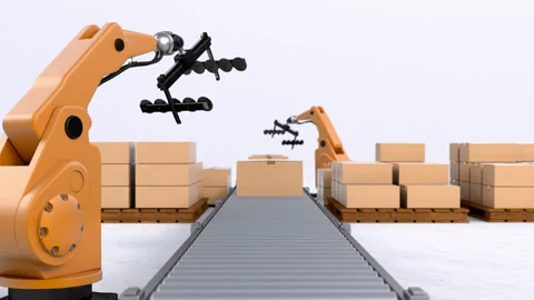 Robotic Palletising and Packaging Concept 動画素材 148268145