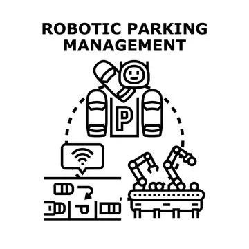 Robotic parking management system concept illustration Stock Illustration