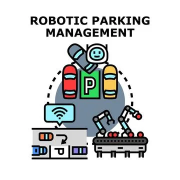 Robotic parking management system concept illustration Stock Illustration
