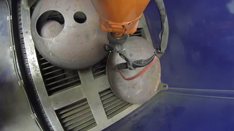 Robotic Plasma Cutter From Unique Angle Stock Footage 39578352