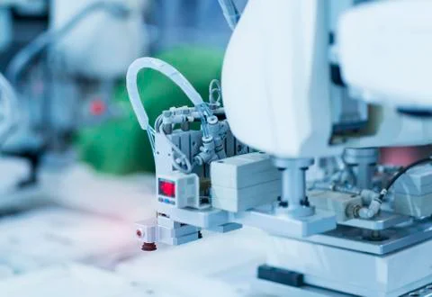 Robotic pneumatic input to robot handle grip handle Stock Photos