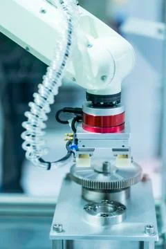 Robotic pneumatic input to robot handle grip handle Stock Photos