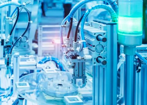 Robotic pneumatic input to robot handle grip handle Stock Photos