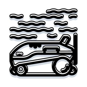Robotic pool cleaner working underwater removing debris Stock Illustration