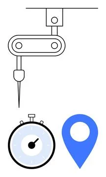 Robotic Precision Arm with Stopwatch and Location Pin - Illustration of Pre.. Stock Illustration