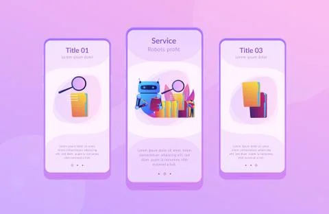 Robotic process automation app interface template. Stock Illustration
