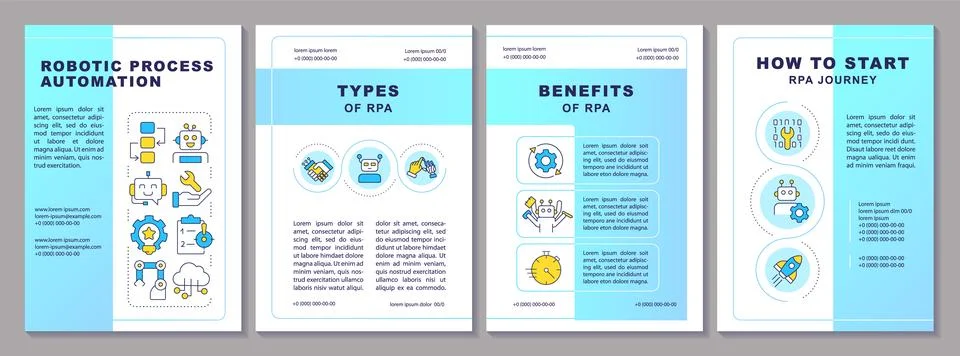 Robotic process automation blue brochure template Illustrazione stock