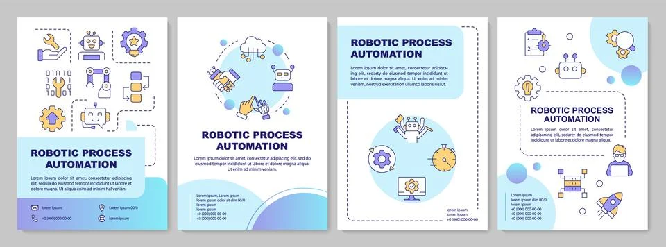 Robotic process automation blue circle brochure template. Illustrazione stock