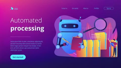 Robotic process automation concept landing page. Stock Illustration