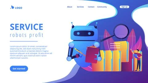 Robotic process automation concept landing page. Stock Illustration