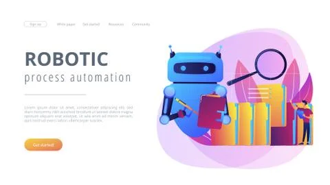 Robotic process automation concept landing page. Stock Illustration