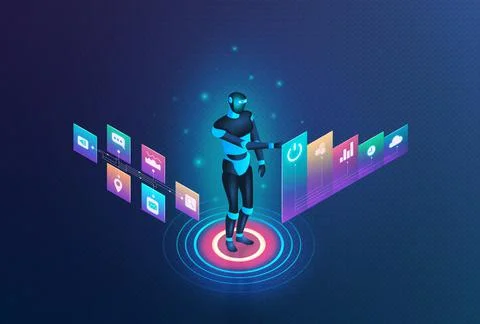 Robotic Process Automation Concept - RPA - 3D Isometric Illustration Stock Illustration