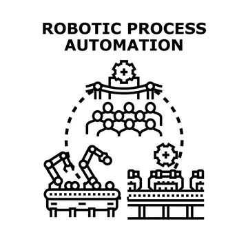 Robotic process automation concept visualizing technology Illustrazione stock