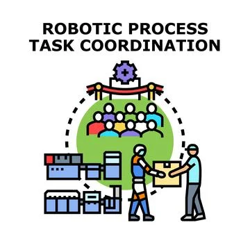 Robotic process automation coordinating delivery task Illustrazione stock