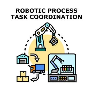 Robotic process automation coordinating smart factory tasks Stock Illustration