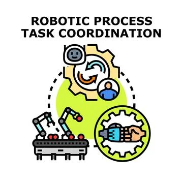 Robotic process automation coordinating tasks and human interaction Stock Illustration