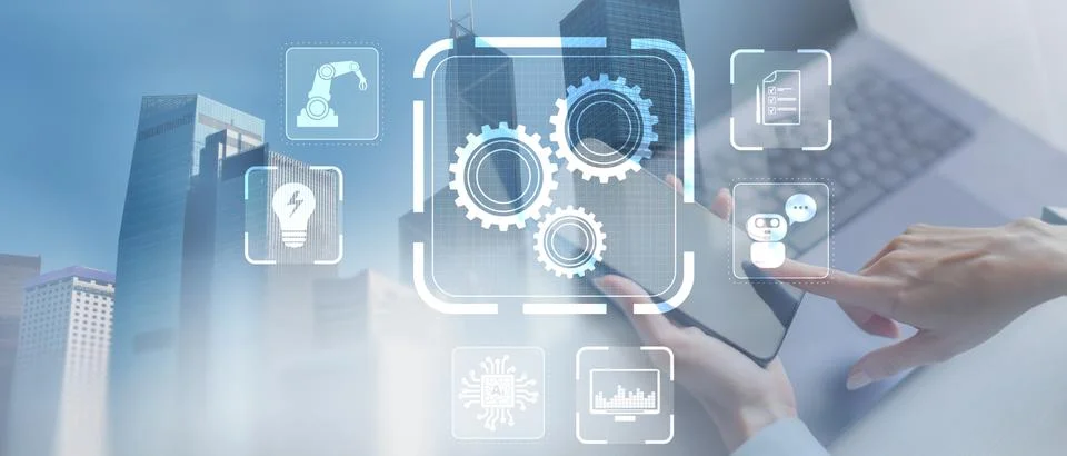 Robotic Process Automation for Enterprise Workflow Optimization and Busines.. Stock Photos