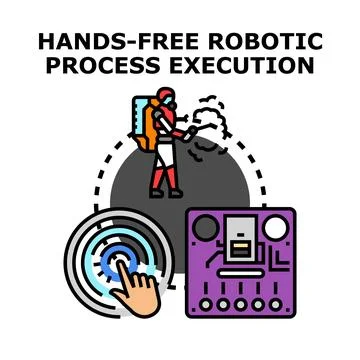 Robotic process automation executing hands free operation Stock Illustration