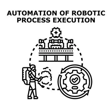 Robotic process automation executing operation with intelligent system Stock Illustration