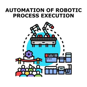 Robotic process automation execution with modern industrial technology Illustrazione stock