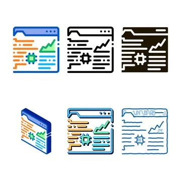 Robotic process automation icon vector series outline Illustrazione stock