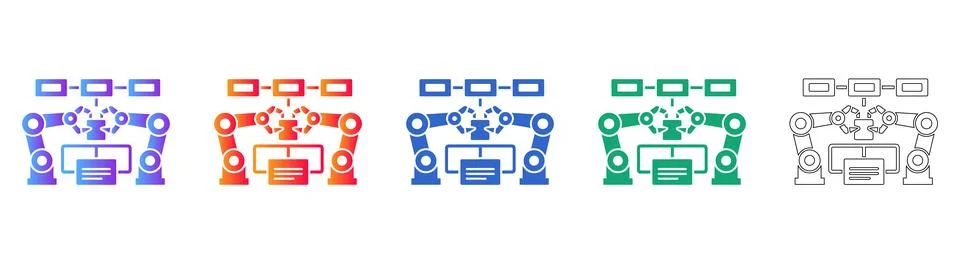 Robotic Process Automation Icons Stock Illustration