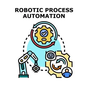 Robotic process automation integrating artificial intelligence concepts Ilustración de archivo