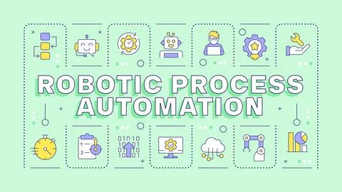 Robotic process automation light green word concept Stock Illustration