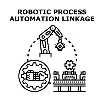 Robotic process automation linkage modern industrial concept Stock Illustration