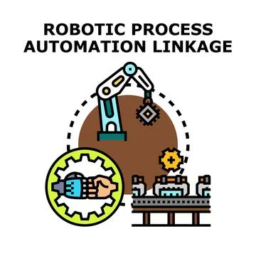 Robotic process automation linkage modern industrial concept Stock Illustration