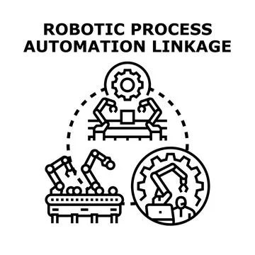 Robotic process automation linkage streamlining business processes 库存插图