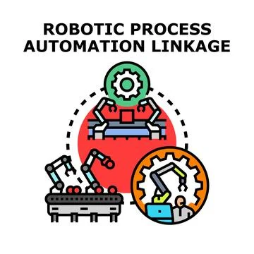 Robotic process automation linkage streamlining business processes Stock Illustration
