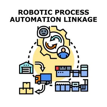 Robotic process automation linking workflow and supply chain logistics Stock Illustration